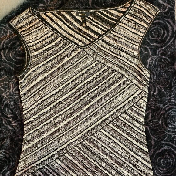 Escada Black/White Striped Top - Picture 1 of 6